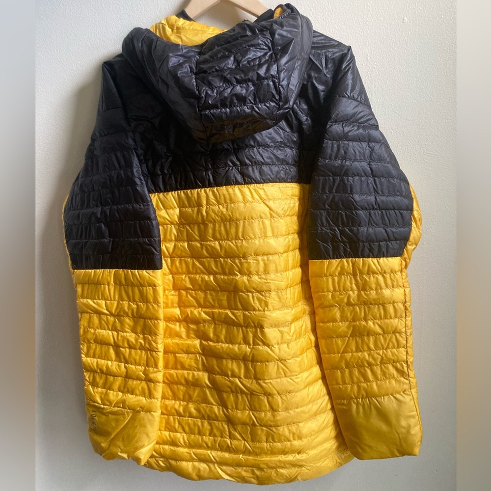 New! Adidas Originals Terrex Techrock Down Hooded Jacket Mens M 2XL Yellow Black - Picture 6 of 8